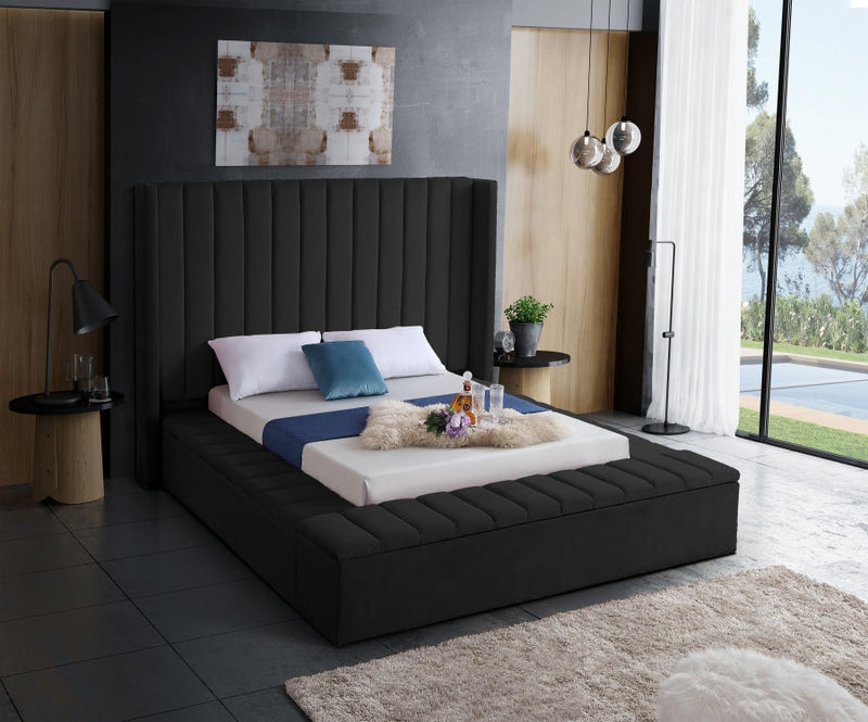 Kiki Velvet Black King Bed (3 Boxes)