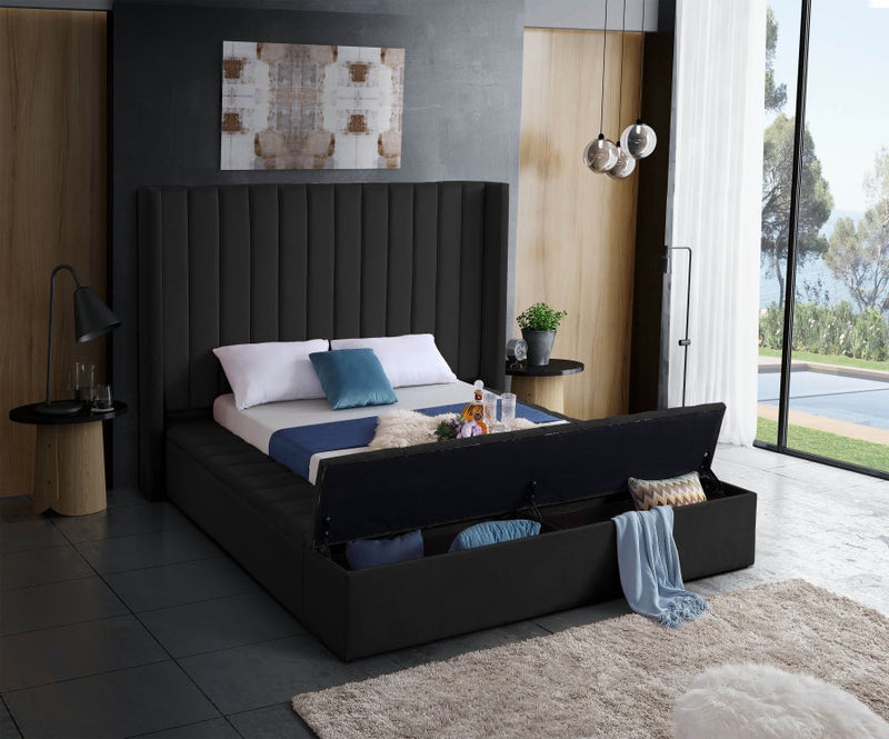 Kiki Velvet Black King Bed (3 Boxes)