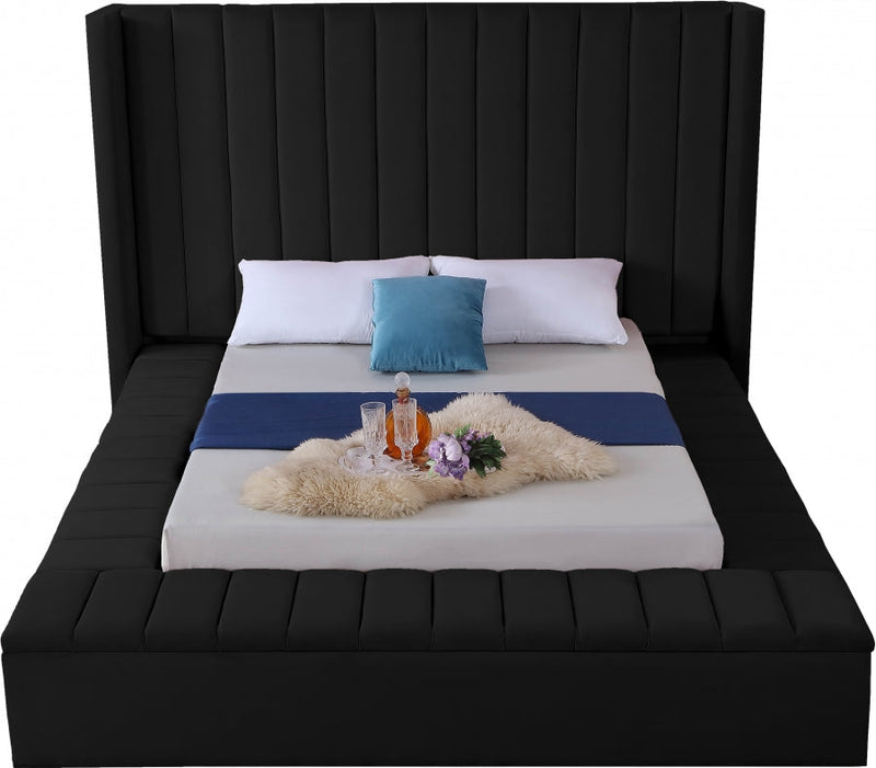 Kiki Velvet Black King Bed (3 Boxes)