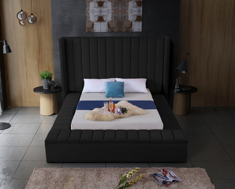 Kiki Velvet Black King Bed (3 Boxes)