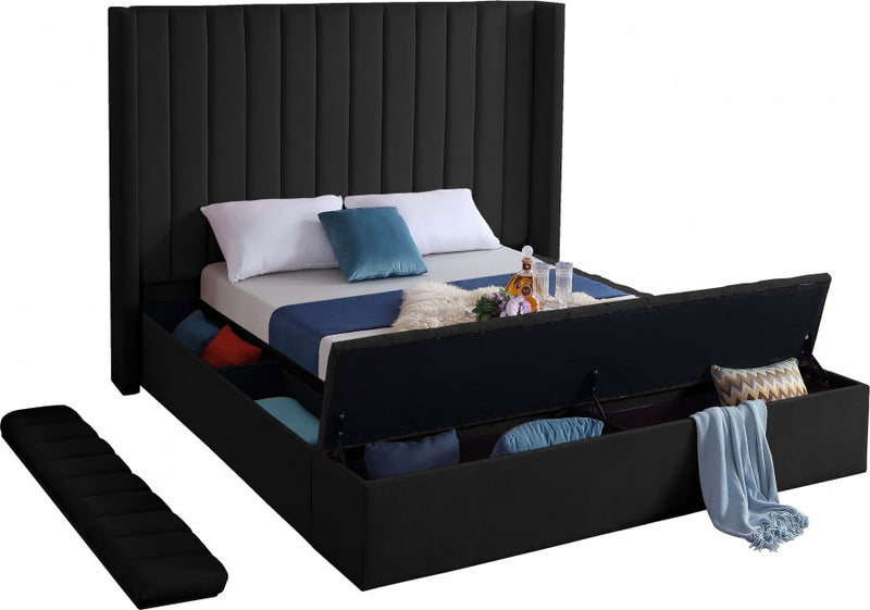 Kiki Velvet Black King Bed (3 Boxes)