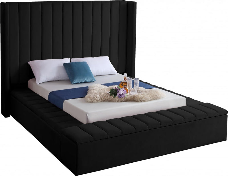 Kiki Velvet Black King Bed (3 Boxes)