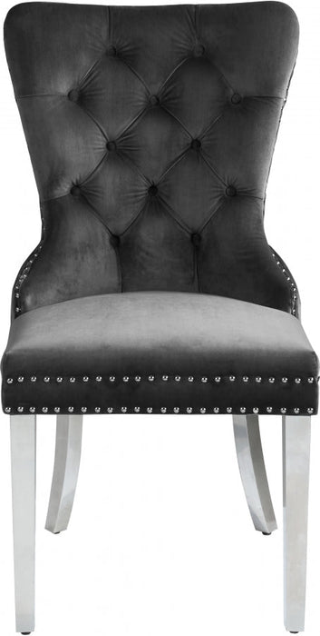 Carmen Velvet Grey Dining Chair (Set of 2)