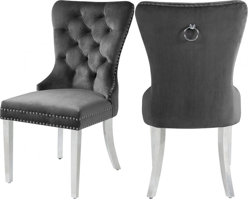 Carmen Velvet Grey Dining Chair (Set of 2)