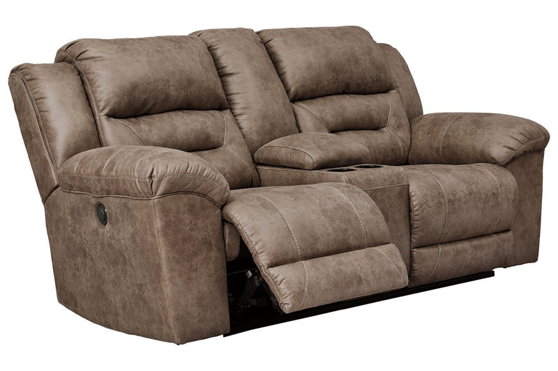 Stoneland Fossil Power Reclining Loveseat with Console - Lara FurniturePower Reclining Loveseat