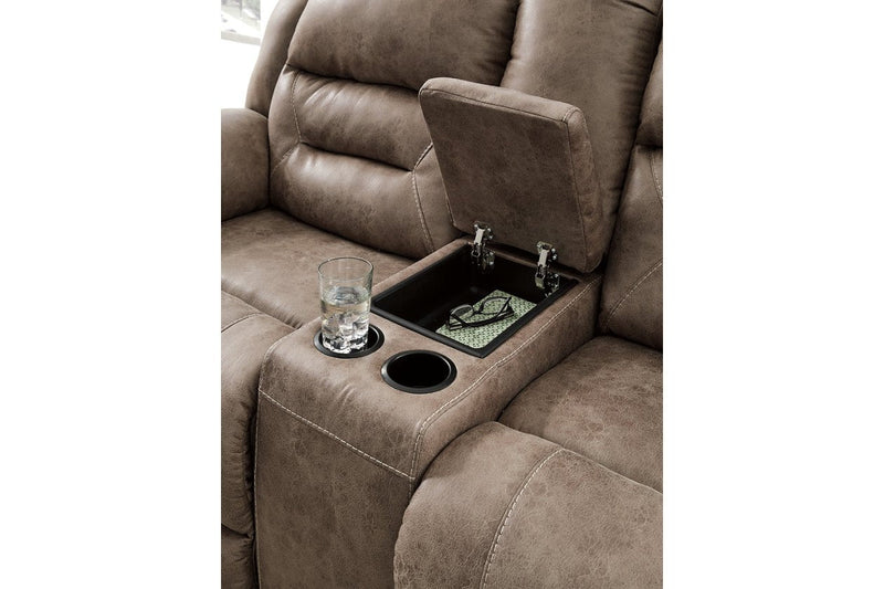 Stoneland Fossil Power Reclining Loveseat with Console - Lara FurniturePower Reclining Loveseat