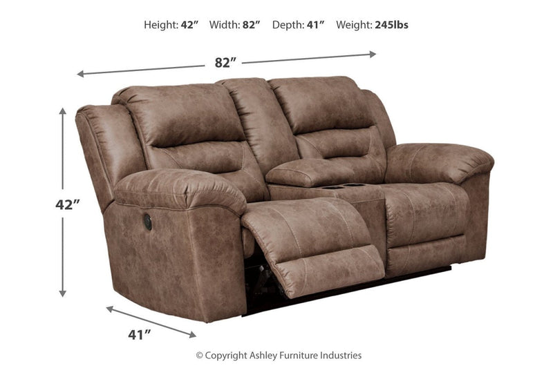 Stoneland Fossil Power Reclining Loveseat with Console - Lara FurniturePower Reclining Loveseat