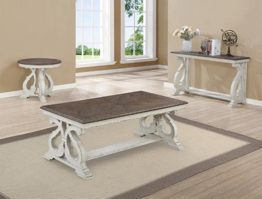 Clementine White-Brown 3-Piece Coffee Table Set (1xCoffee 2xEnd) - Lara Furniture