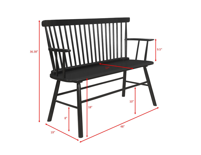 Jerimiah Spindleback Black Bench - Lara FurnitureAccent Bench