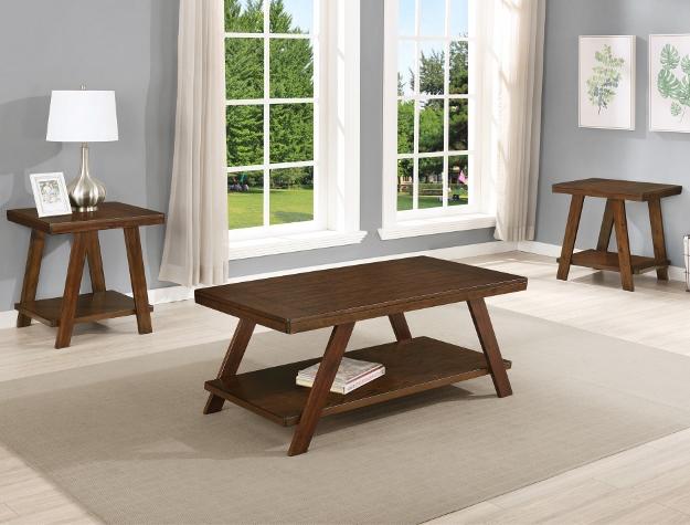 Samhorn Brown 3-Piece Coffee Table Set - Lara Furniture