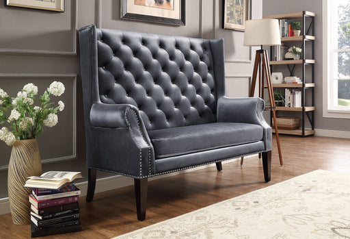 Odina Velvet Gray High Back Loveseat - Lara Furniture