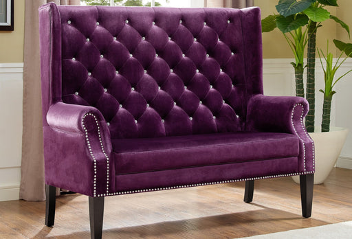 Odina Velvet Purple High Back Loveseat - Lara Furniture