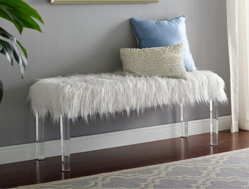 Fatima White Accent Bench - Lara Furniture
