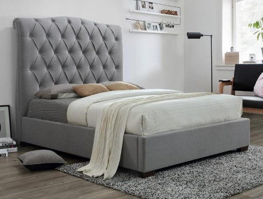 Janice Gray Upholstered King Platform Bed - Lara Furniture