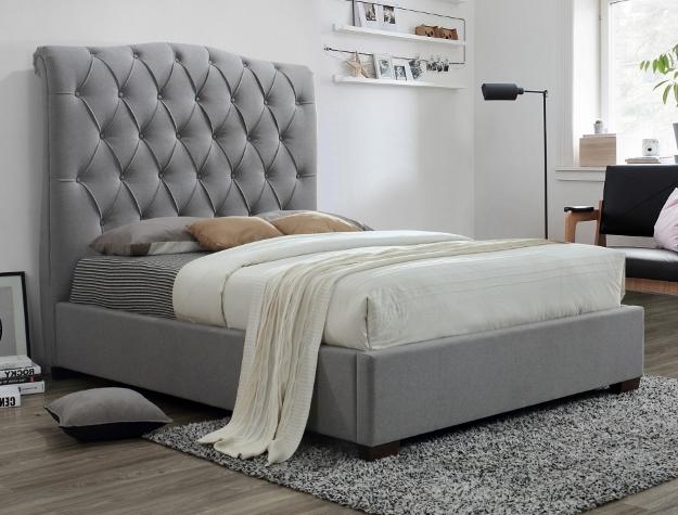 Janice Gray Upholstered King Platform Bed - Lara Furniture