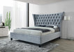 Gabriella Velvet Gray Queen Upholstered Platform Bed - Lara Furniture