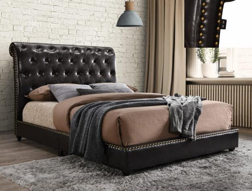 Janine Brown King Upholstered Platform Bed with USB Port - Lara Furniture