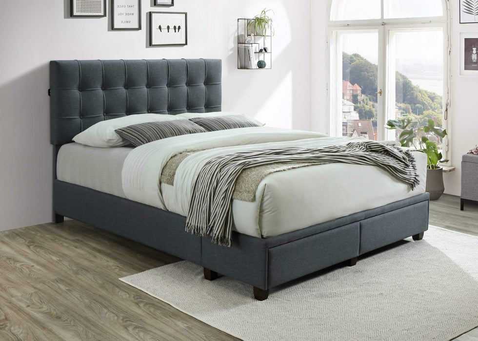 Antoine Gray Upholstered Queen Platform Bed