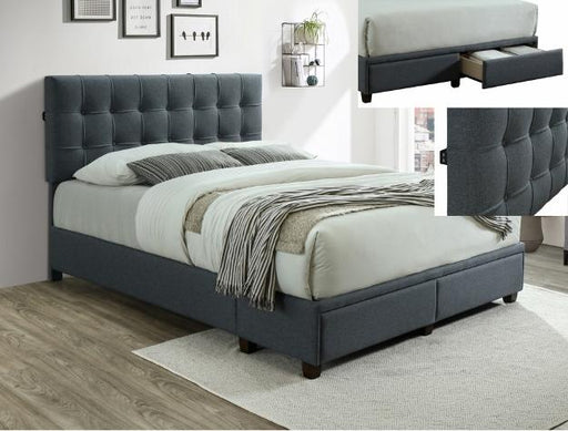 Antoine Gray Upholstered Queen Platform Bed - Lara Furniture