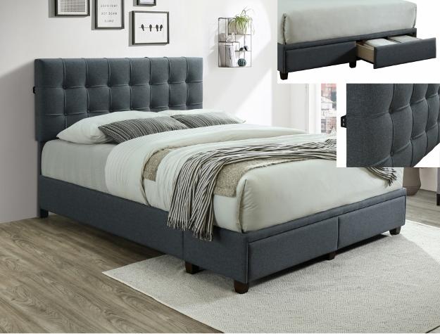 Antoine Gray Upholstered Queen Platform Bed - Lara Furniture