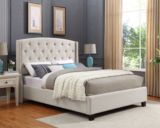 Eva Ivory Upholstered Queen Bed - Lara Furniture