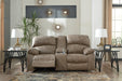 Dunwell Driftwood Power Reclining Loveseat with Console - Lara Furniture