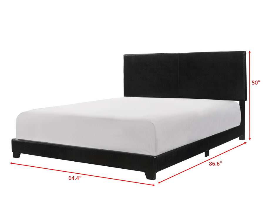 Erin Black Faux Leather Queen Bed - Lara Furniture