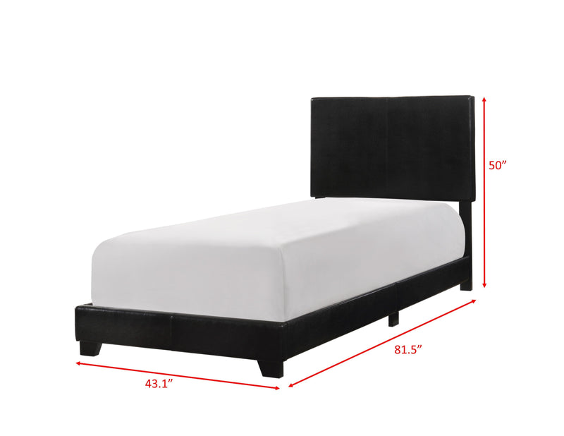 Erin Black Faux Leather Twin Bed - Lara FurnitureTwin Bed