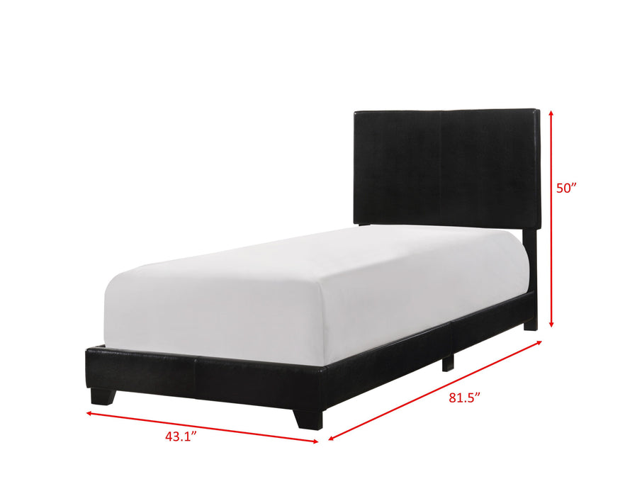 Erin Black Faux Leather Twin Bed - Lara Furniture