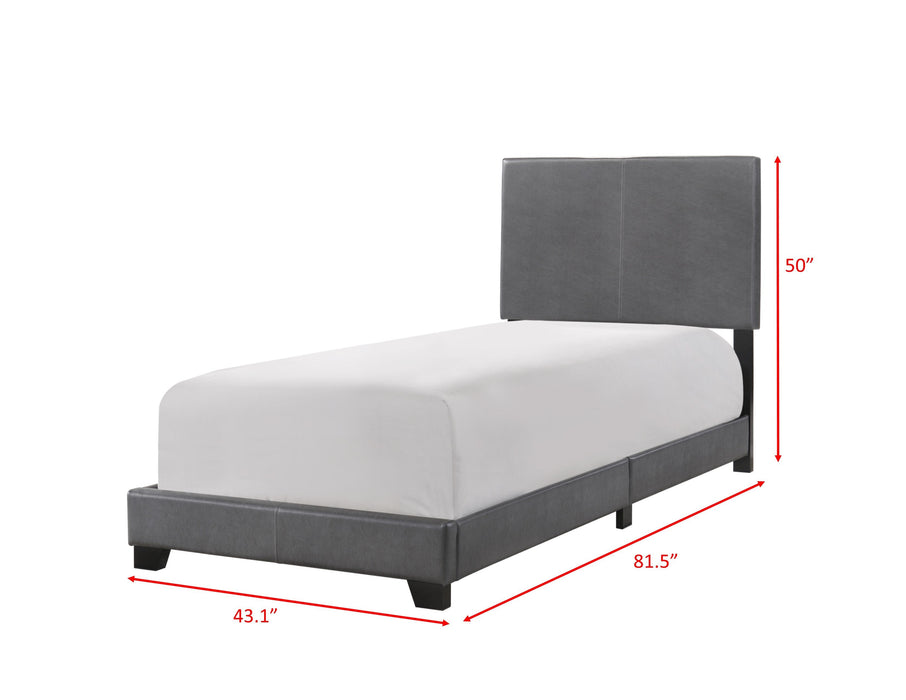 Erin Gray Faux Leather Twin Bed | 5271 *** - Lara Furniture
