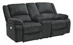 Draycoll Slate Power Reclining Loveseat with Console - Lara Furniture