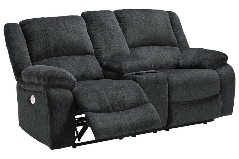 Draycoll Slate Power Reclining Loveseat with Console - Lara FurniturePower Reclining Loveseat
