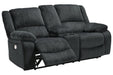 Draycoll Slate Power Reclining Loveseat with Console - Lara Furniture