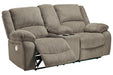 Draycoll Pewter Power Reclining Loveseat with Console - Lara Furniture