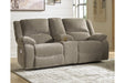 Draycoll Pewter Power Reclining Loveseat with Console - Lara Furniture