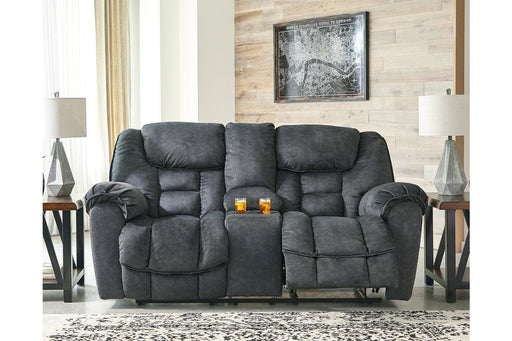 Capehorn Granite Reclining Loveseat with Console - Lara Furniture