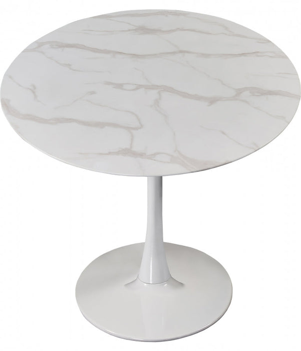 Tulip Glass/Metal White Dining Table (3 Boxes)