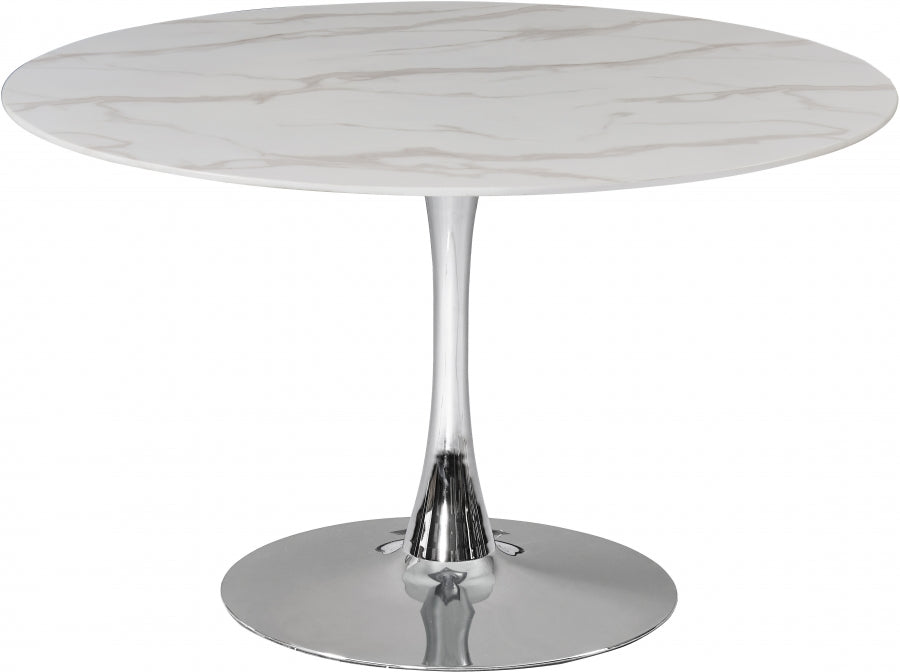 Tulip Glass/Metal Chrome Dining Table (3 Boxes)