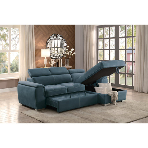 Ferriday Blue Storage Sleeper Sectional - Luna Furniture (4761788219527)