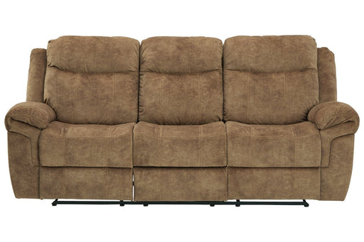 Huddle-Up Nutmeg Reclining Sofa with Drop Down Table - Lara Furniture