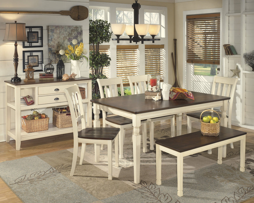 Whitesburg Brown-Cottage White Rectangular Dining Room Set