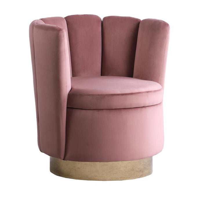 Channeled Tufted Swivel Chair Rose and Gold