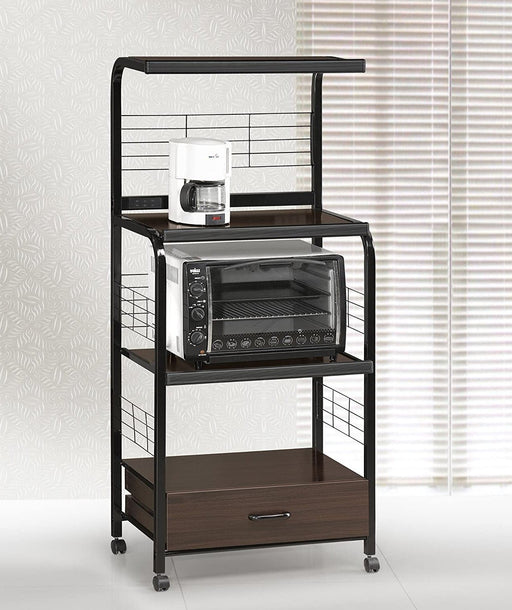Kitchen Shelf Black/Brown on Casters - Lara Furniture