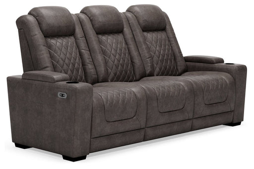 HyllMont Gray Power Reclining Sofa - Lara Furniture