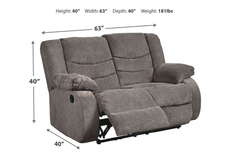 Tulen Gray Reclining Loveseat - Lara FurnitureLoveseat