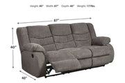 Tulen Gray Reclining Sofa - Lara FurnitureReclining Sofa
