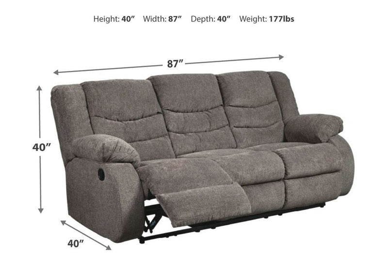 Tulen Gray Reclining Sofa - Lara FurnitureReclining Sofa