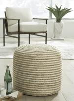 Aildon Natural/White Pouf - Lara Furniture