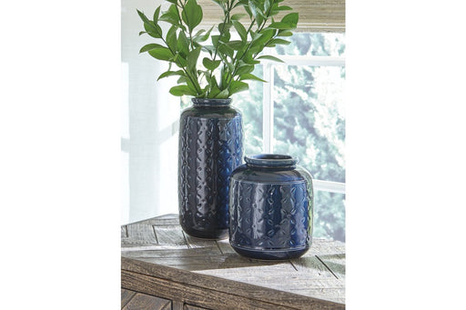 Marenda Navy Blue Vase (Set of 2) - Lara Furniture