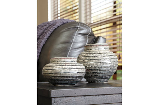 Devonee Antique Gray Jar (Set of 2) - Lara Furniture